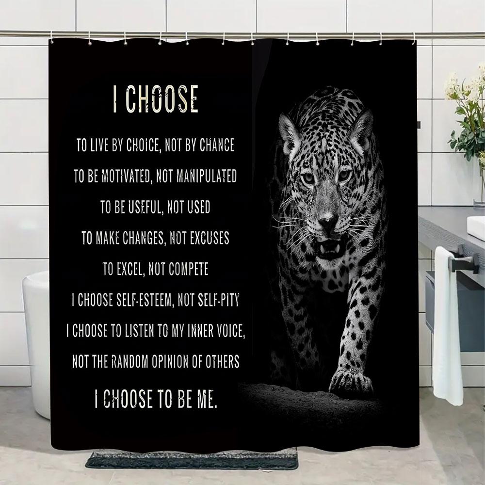 Jungle Wildlife Shower Curtain Tiger Plant Tropical Palm Leaf Polyester Fabric Shower Curtain Bathroom Decoration With Hooks Set