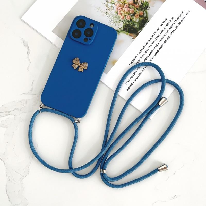 Lanyard Case For Xiaomi Redmi 15 15C 14C 13C A5 A3 Note 14 Pro 13 12 Crossbody Cord Strap Metal Butterfly Diamond Soft TPU Cover