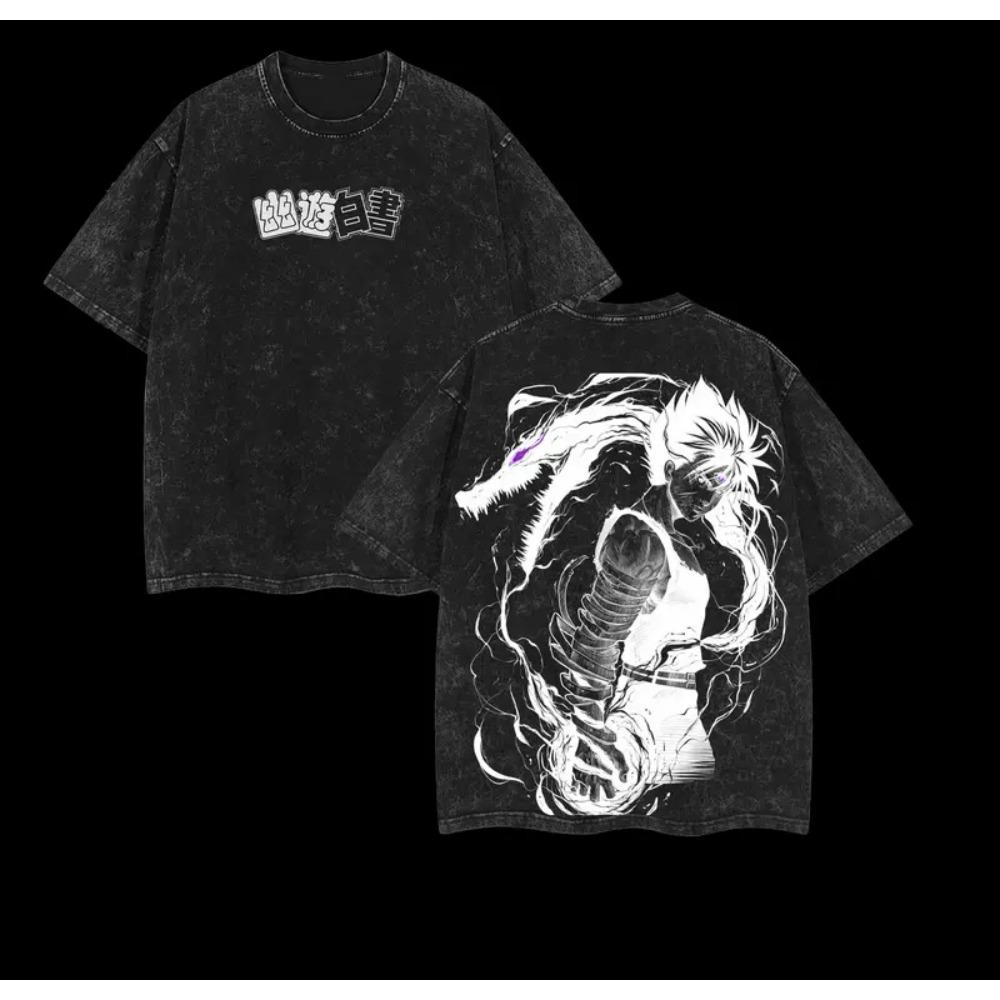 

Футболка с принтом Юсукэ Урамэси Аниме YuYu Hakusho Одежда Мужская Женская Хлопковые Футболки Ретро Выстиранная Футболка Харадзюку Оверсайз Топы XXL чёрный