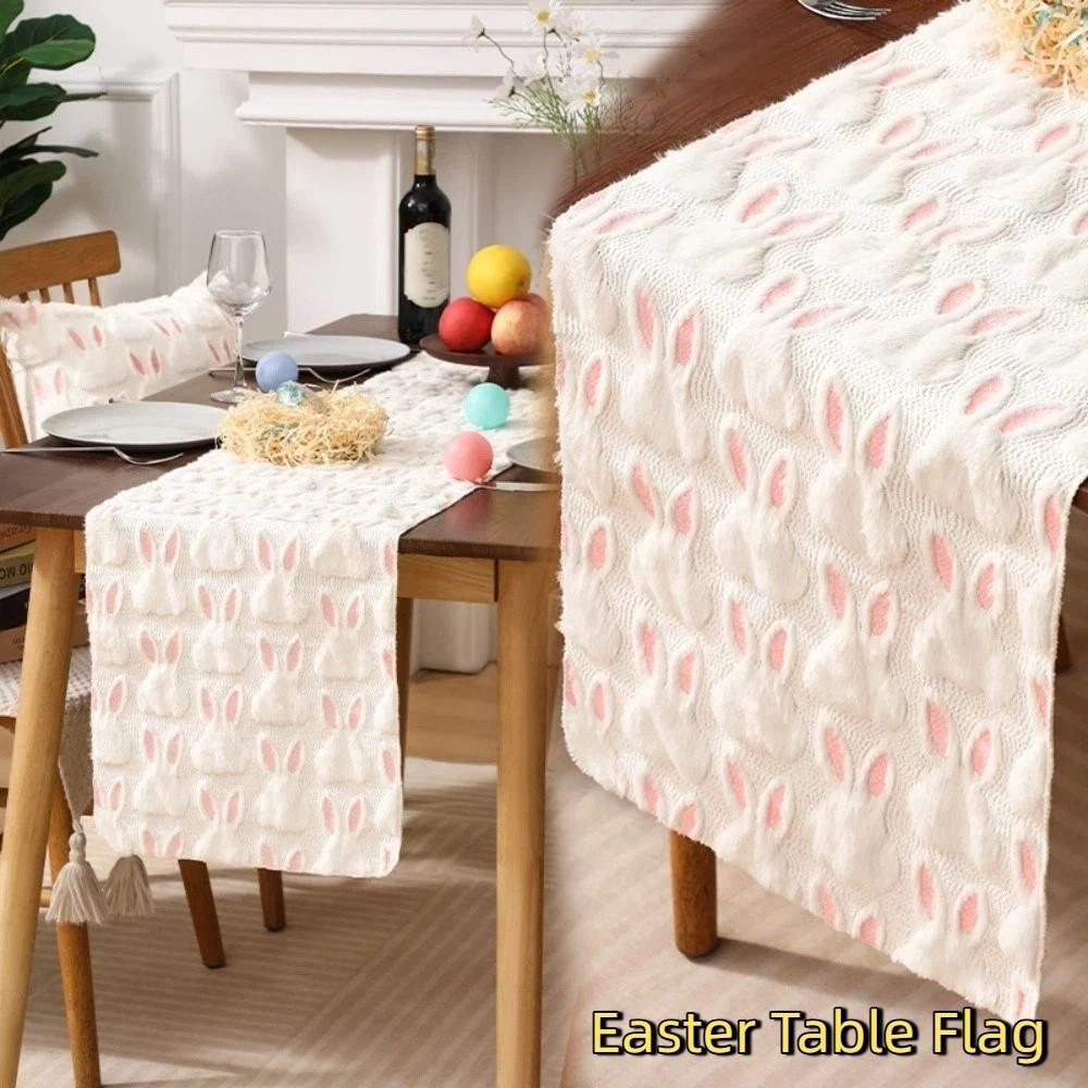 Rabbit Pattern Easter Table Runner Fashion Soft Nordic Table Flag Thickened Tablecloth Celebration