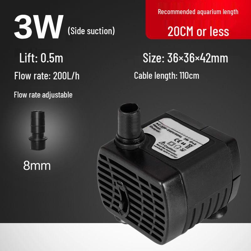 Silent Mini Submersible Water Pump for Goldfish Tanks, Small Rockeries, Waterfalls, Fountains, and Circulation Filters