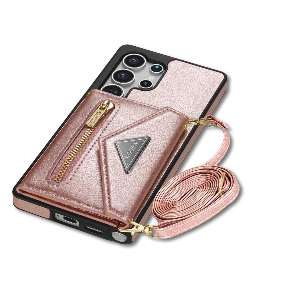 Samsung S24ultra S23 A53 Crossbody Card Holder Phone Case with Zipper Pocket and Lanyard