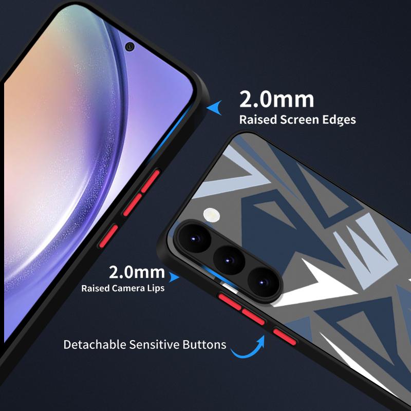 Geometric Patterned Matte Phone Case For Samsung S25 S24 Fe S22 Plus Ultra S23 S21 A56 A36 A55 A16 A54 A35 A52 A25 A15 A14 5g A32 Hybrid Case Cover