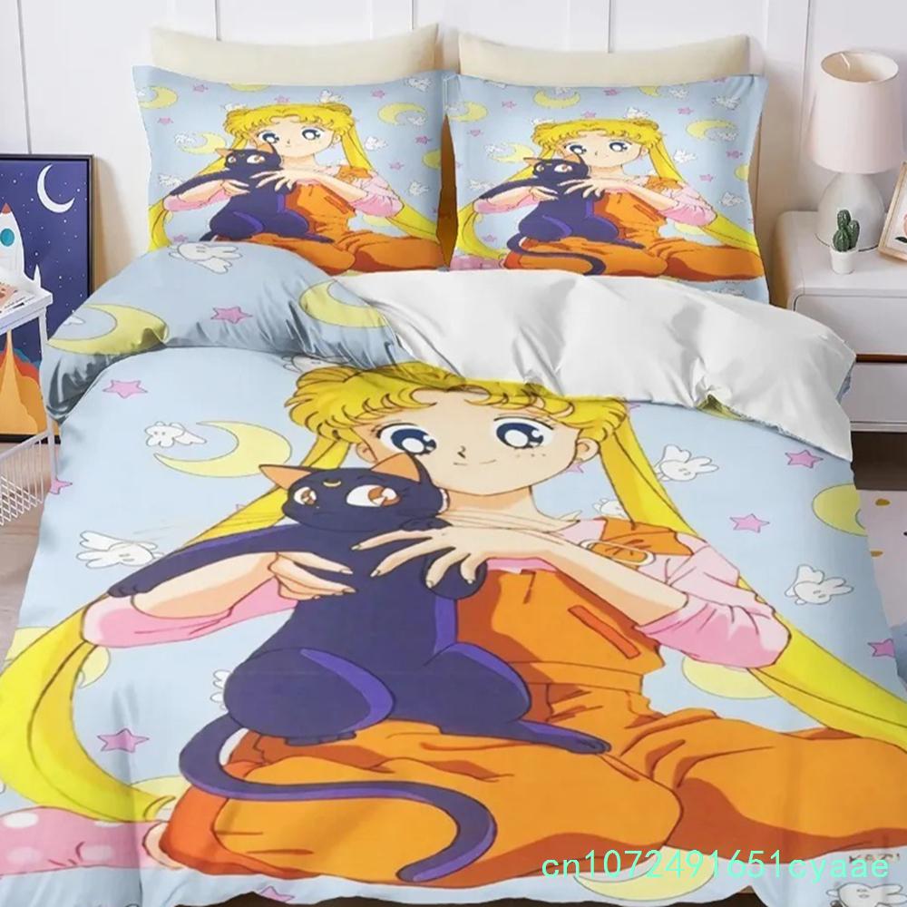 New Sailor Moon Bedding Set,Japanese Anime Sailor Moon Bedding Set,Beautiful Girl Quilt Cover Cute Printing Duvet Home