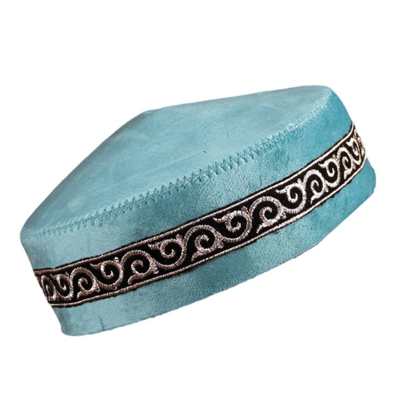 

Traditional Blue Jewish Skull Caps Soft Polyester Religious Ceremony Cultural Embroidered Headwear Stage Costume