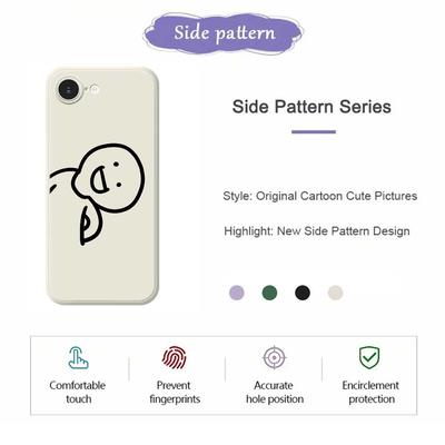 For iPhone 16e Case Cute Tilted Head Pattern Printing Straight Edge TPU Phone Back Cover