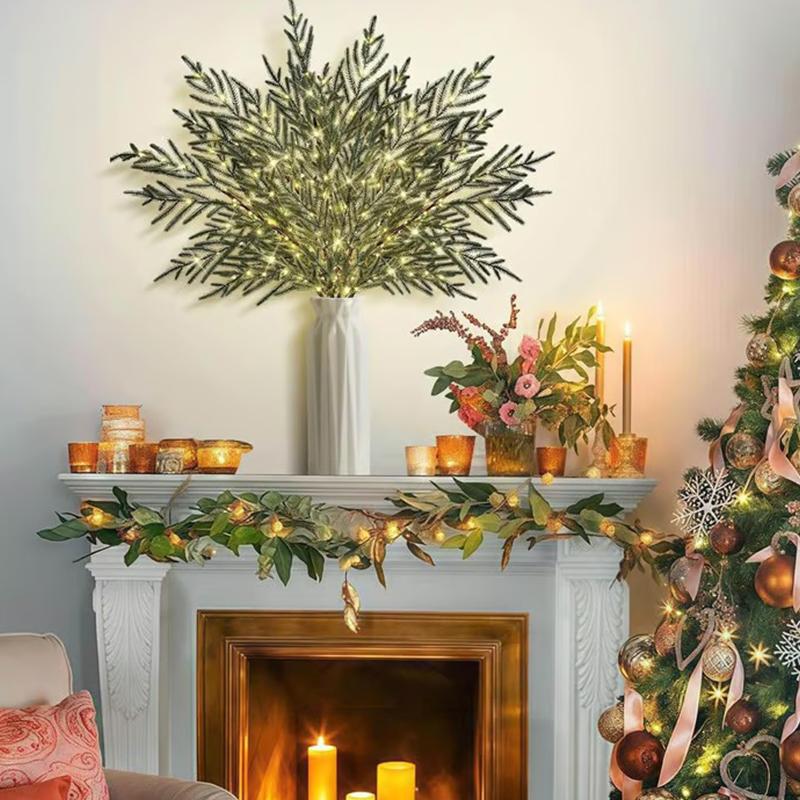 Önceden Işıklı Çam Dalları, Önceden Işıklı Norfolk Çamı Dalları, Işıklı Norfolk Çamı Dalları, Kendin Yap Çelenkler İçin, Vazo Dolguları