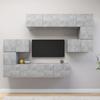 VidaXL TV Stand Set 8 Pcs Concrete Grey Chipboard, 82.4kg