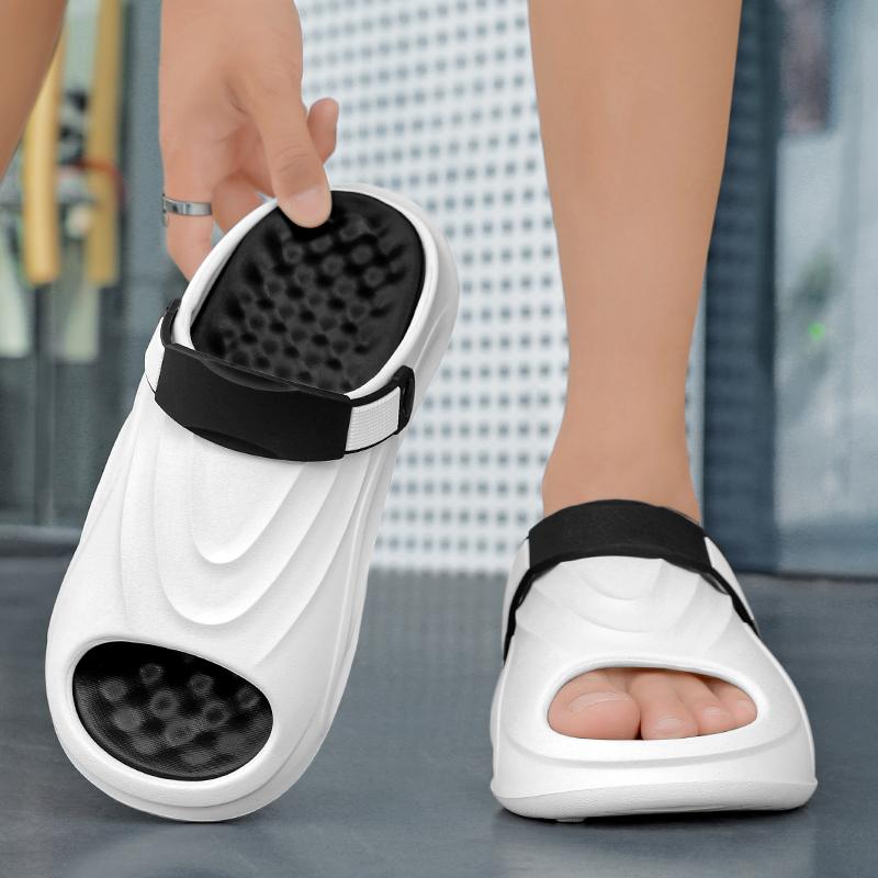 Fashion Fashion Summer Slippers Men Shock-absorbing Thick Bottom Slippers Platform Bathroom Slides Outdoor Non-Slip Casual Beach Sandals