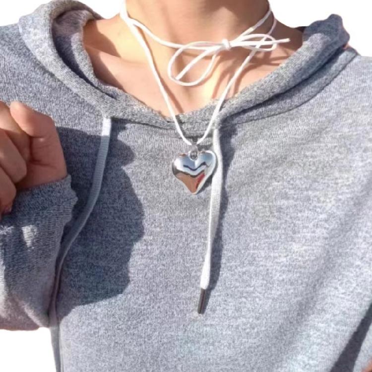 Heart Pendant Choker Necklace Neck Chain Adjustable Length Neckchain Fashionable Neckwear Jewelry Y2K Accessory Gift