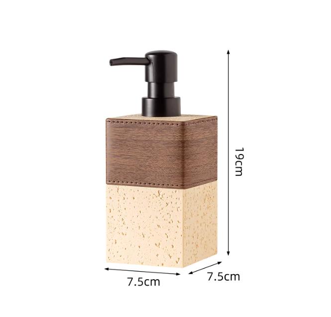 Sandstone Soap Dispenser, Bathroom Supplies, Shampoo Bottle, Container, Splicing Leather Wood Grain Decorative Lotion Bottle