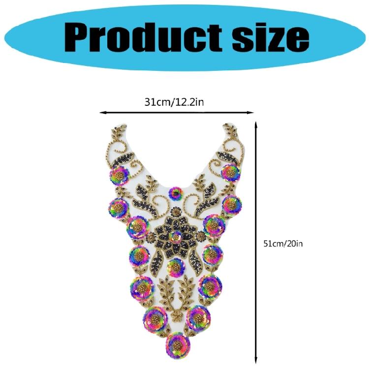 Embroidery Sequins Beads Applique Sewing on Beaded Collar Patches Wedding Dress Applique For Evening Gown Bridals Dress