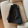 Women's Elastic High Waist Wide Leg Woolen Pants with Slimming Slit, Autumn/Winter Loose Fit.
