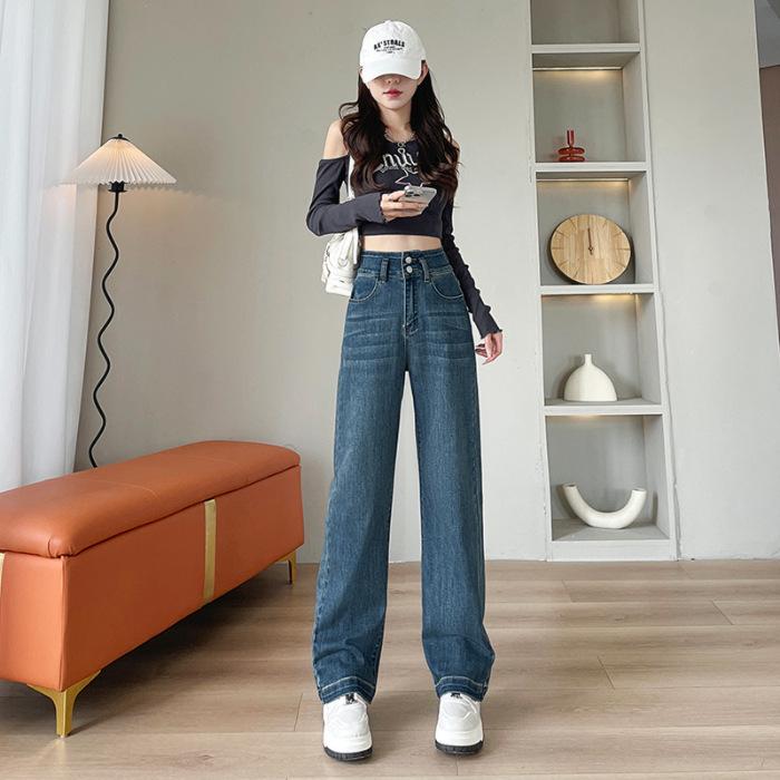 Straight Jeans for Women In Autumn Loose Narrow Version Wide-leg Jeans for Women In Autumn and Winter Wide-leg Trousers for Women In Autumn and Winter