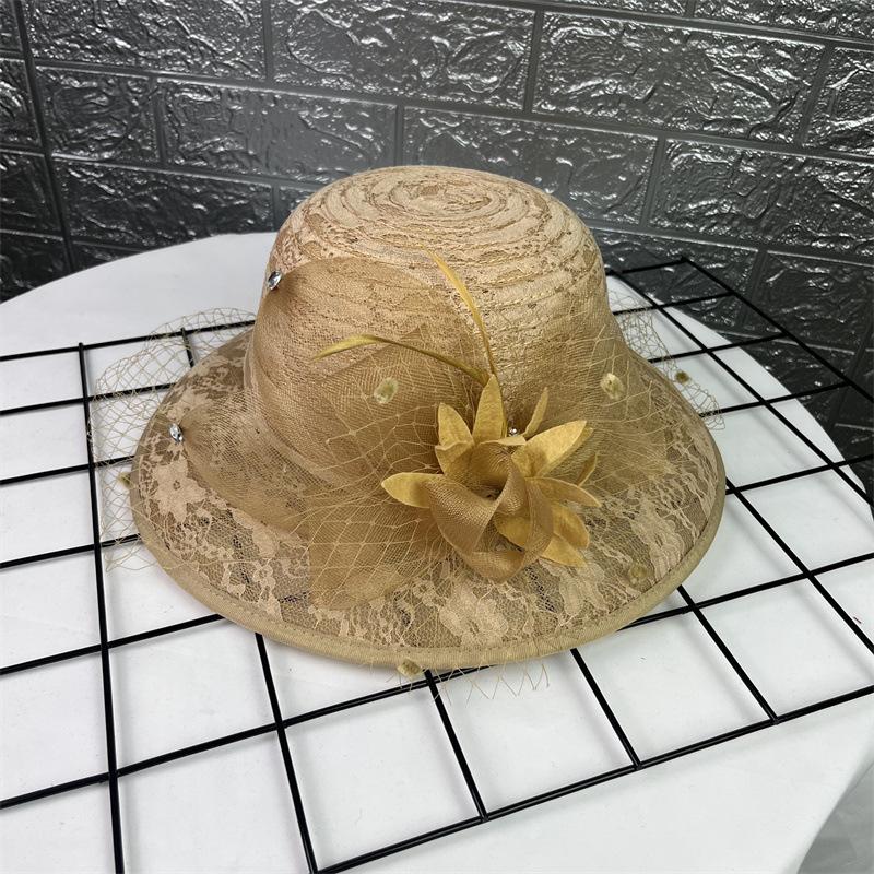 European and American lace mesh sun hat female summer foldable bucket hat travel breathable sun hat top hat