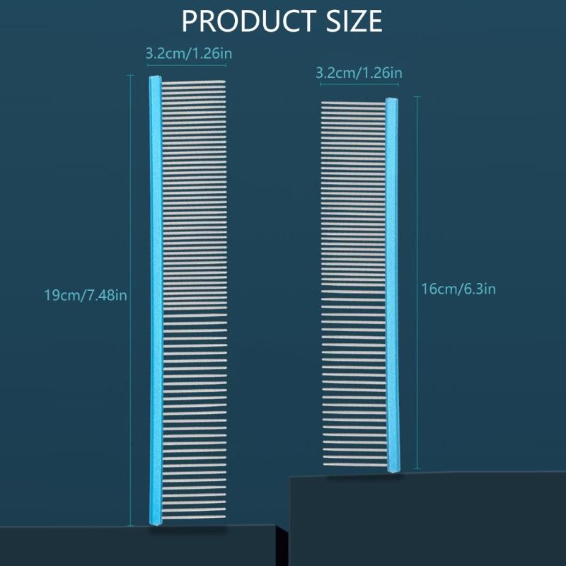 Pälsvårdsborste för hundar Lätt att använda Rostfritt stålborste för fällande husdjur Rätradig kam för husdjursvård 2 st