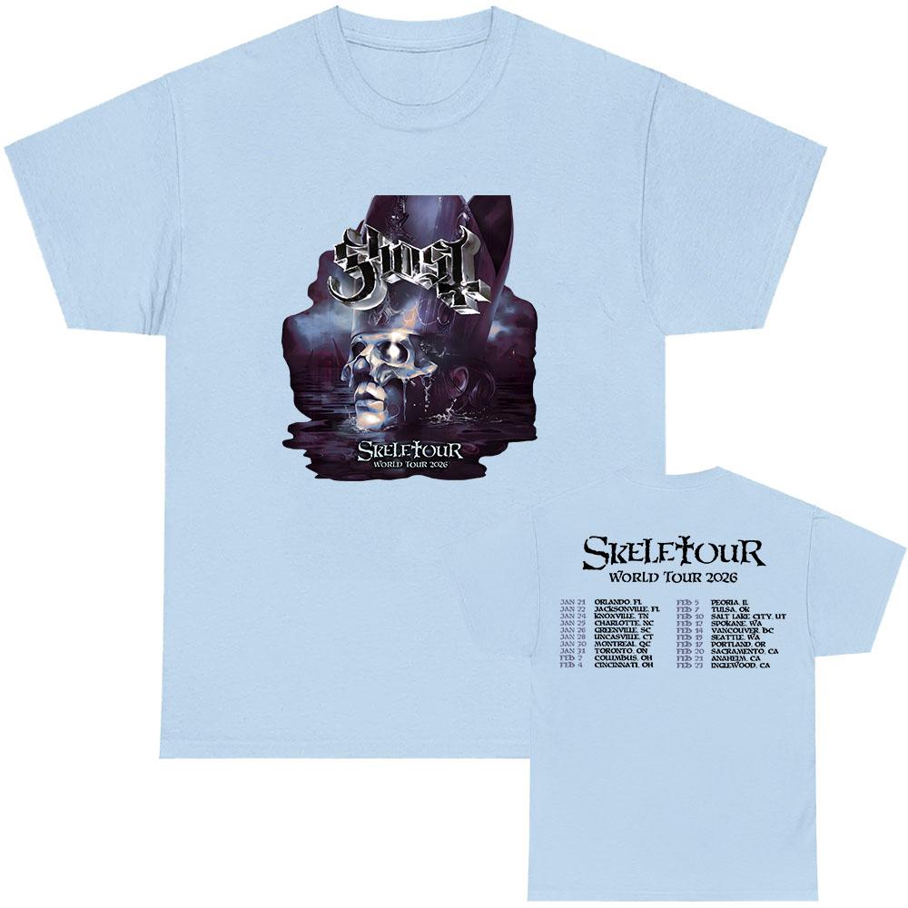 Ghost Skeletour World Tour 2026 T-Shirts Nordamerikanische Rockband Street T-Shirt Baumwolle Kurzarm Locker Männliche T-Shirts Grafik Tops