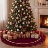 Luxurious Velvet Christmas Tree Skirt Scalloped Lace Trim Tree Base Cover Holiday Home Decoration Xmas Party Apron for Indoor Festive Display 120 cm