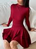 Abito Elegante Aderente Manica Lunga Nuovo Stile Importato Sexy Peplo Gonna Midi per Donna