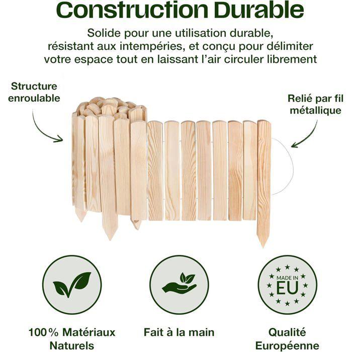 Bordure de jardin - CREATIVE HOME - Rollborder 200 x 10 cm - Pin naturel - Flexible - Anti-UV