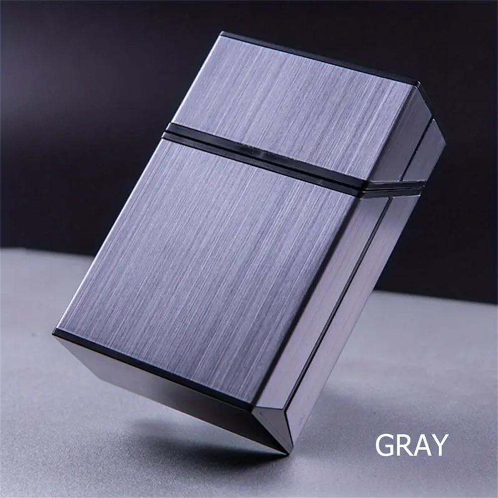 1pcs Portable Cigarette Case Metal Waterproof Cigarette Box 20pcs Capacity Flip Cover Storage Box Men's Gadget Smoking Tool Blac