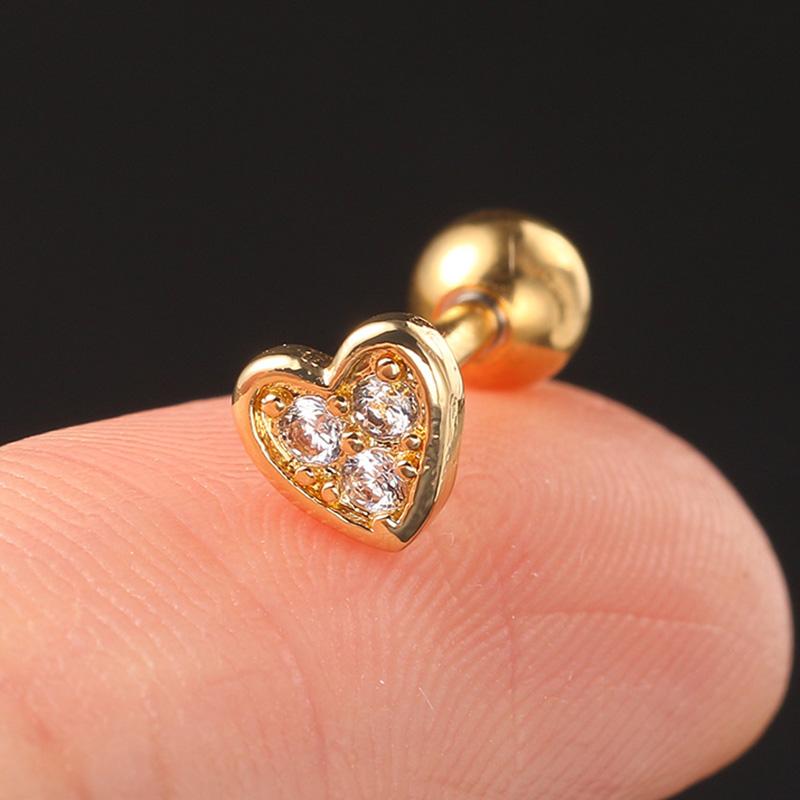 Heart Earrings for Women Dainty Helix Piercing Trend 2024 Silver Color Zircon Tragus Daith Lobe Cartilage Ear Studs Body Jewelry