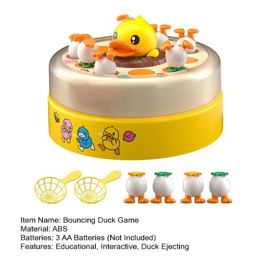 1 Set Bouncing Duck Toy Rotating Turntable Duck Egg Launching Catching Board Game Interactive Toddlers Boys Girls Educational Electric Duck Ejecting