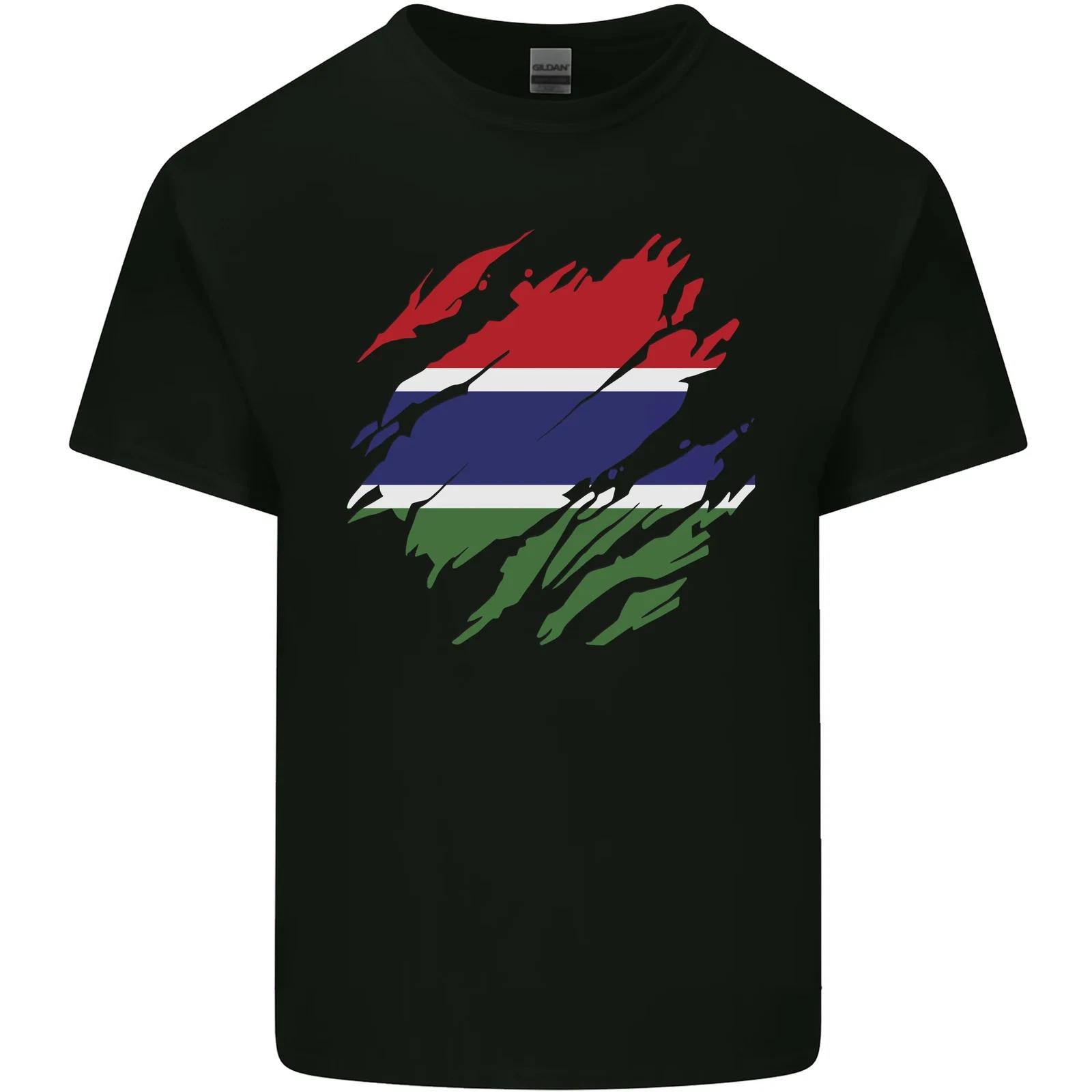 Torn Gambia Flag Gambian Day Football Kids T-Shirt Childrens M