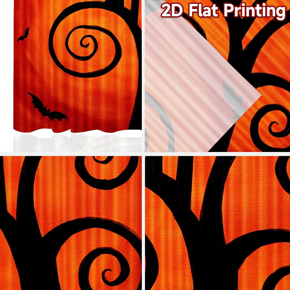 2D FLAT PRINTING 2pcs Curtains (Without Rod) Halloween Black Cat Design New year holiday curtains with digital printing Durable