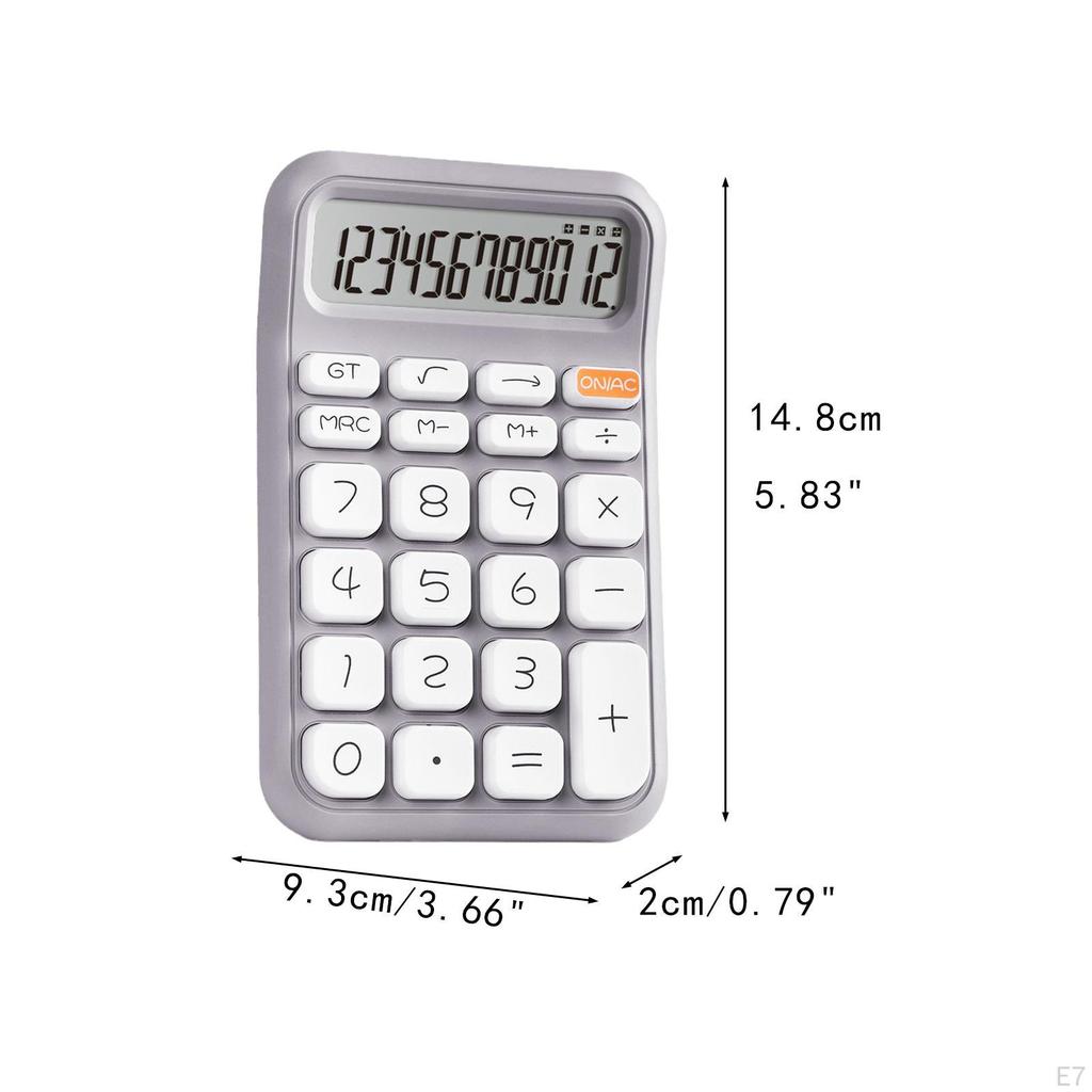 Handheld Mute Mechanical Calculator 12 Digits 14.8x9.3cm Ergonomic 18 Degree Tilt Screen for Office