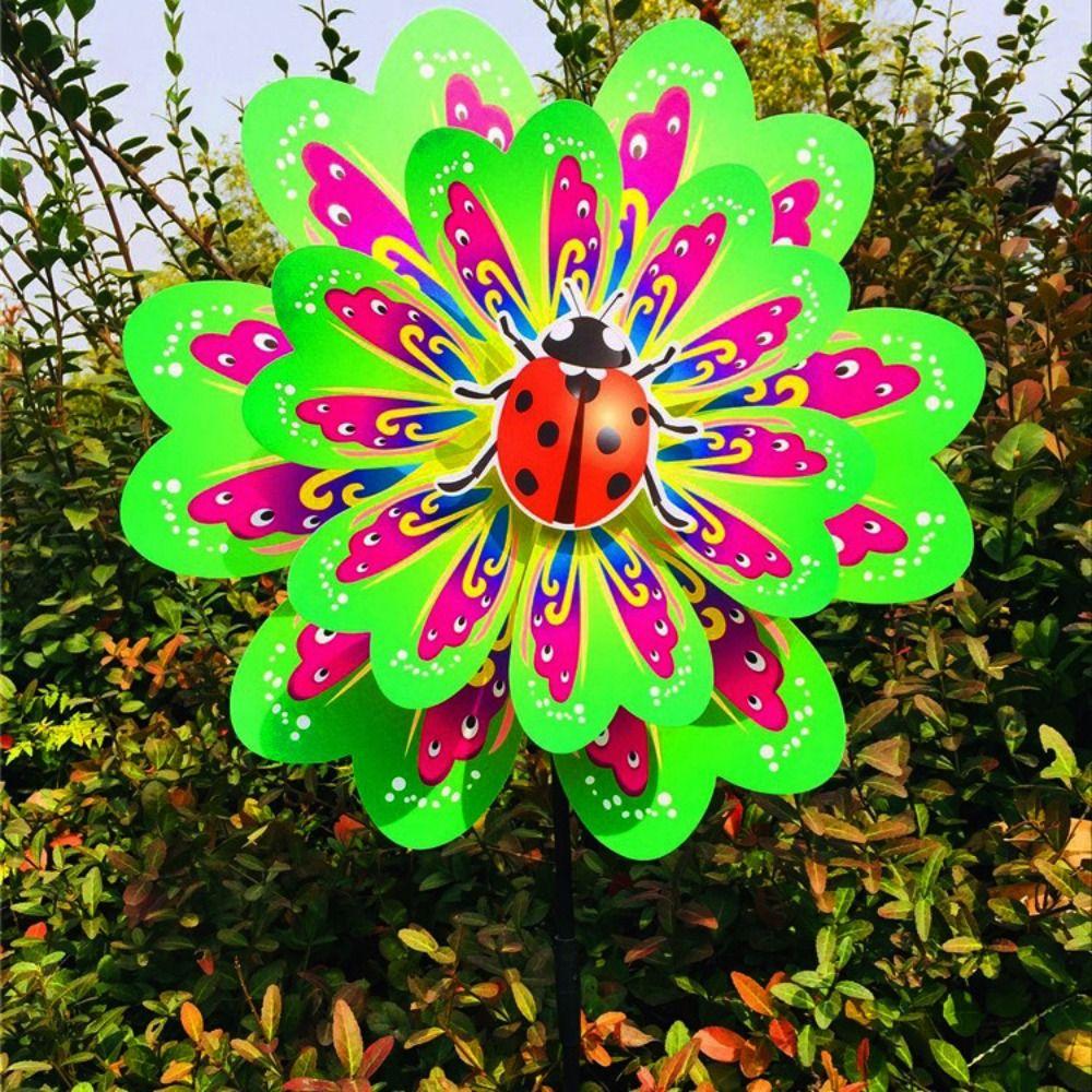 Colorful Rotating Wind Spinner Standing Lawn Flower Pinwheel  Outdoor Party Picnic Decor