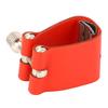 Saxophone Mouthpiece Ligature Red Leather Strap Sax Mouthpiece Ligature Fastener with Adjustment Screw