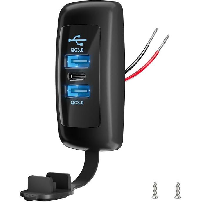 2PCS 3 Ports 12V RV USB Outlet 56W, 2PCS Type-C PD3.0 Quick Charge & Dual QC3.0 Panel Wall Surface Mount, Automotive Car Multi-Port USB Socket
