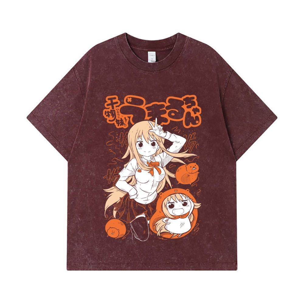 275 GSM Washed T-shirts 100% Cotton Himouto Umaru chan V1 Print Unisex Heavy Cotton T Shirt