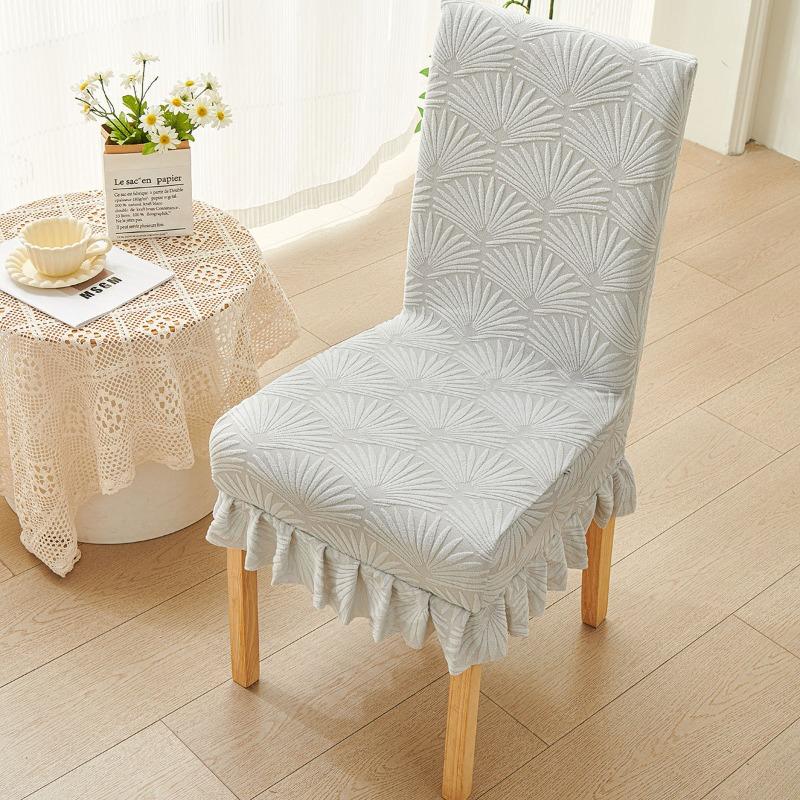 

Универсальный чехол для обеденного стула «все в одном» из жаккардового флиса с эластичным краем и спинкой светло-серый