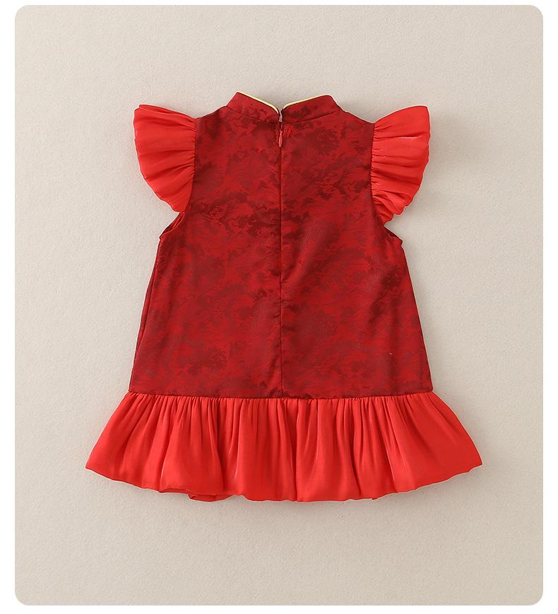 Girls' Summer 2026 Chinese-Style First Birthday Dress – Trendy Retro Design