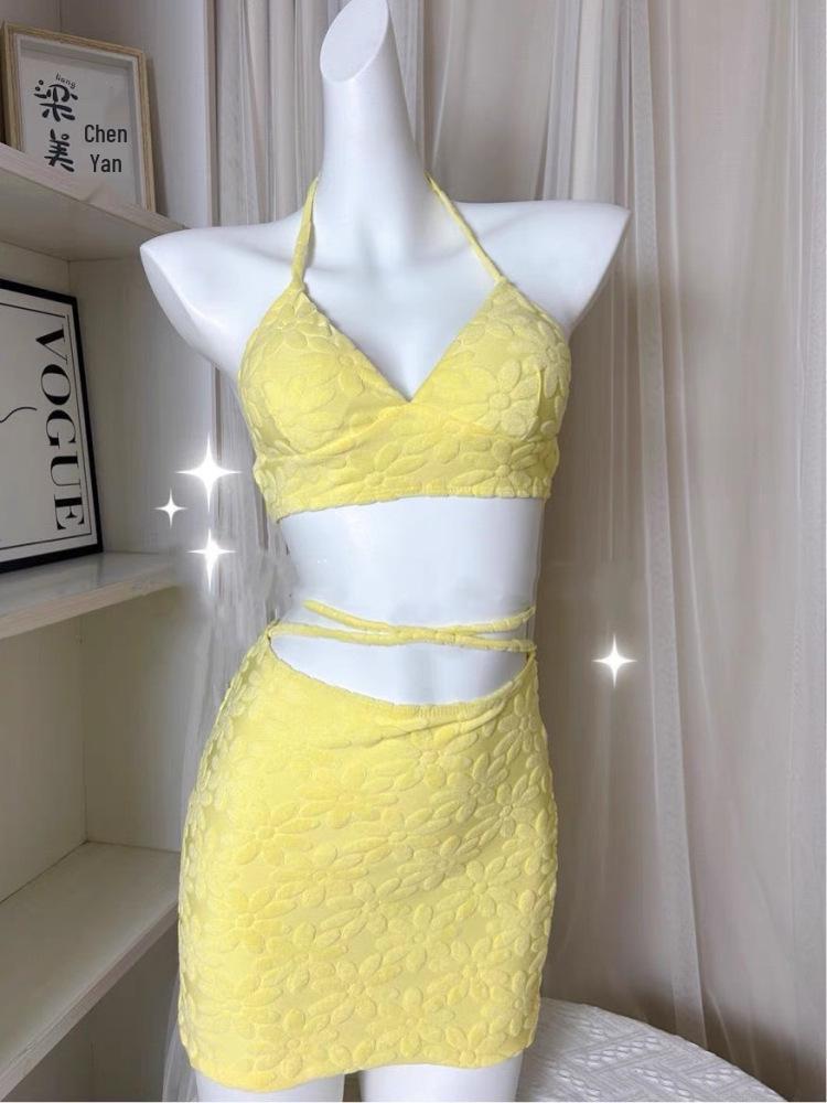 

Милый конфетный цвет, цветочный раздельный купальник-трикини для женщин M