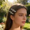Punk Barrettes Hair Clip Floral Sweet Metallic Flower Flat Clip Hairpin Flower Floral 2000s Hair Clip for Bunches