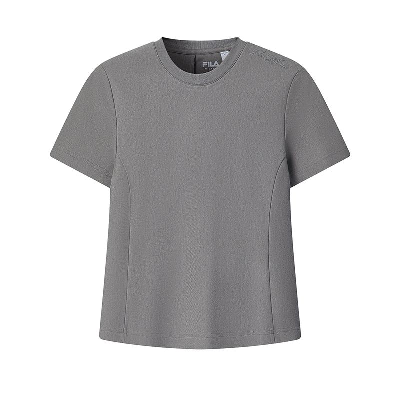 FILA Milano Series Fashion Versatile T-Shirt Women tops Dark-Gray F11W625118FDY S