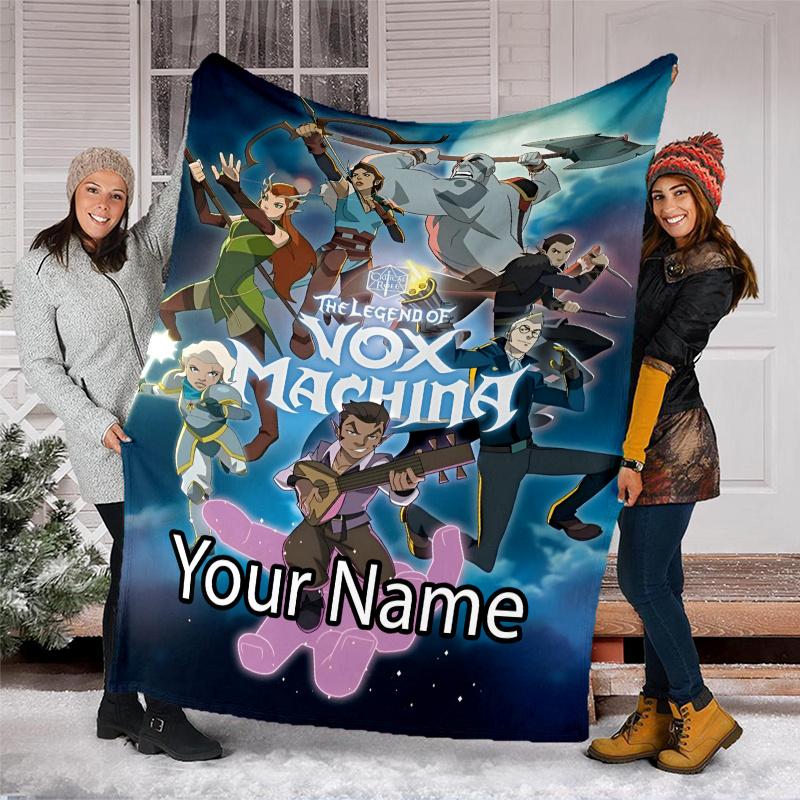 Custom Name Vox Machina Theme Printed Blanket - Perfect for Couch, Bed, Travel & Outdoor Use | Machine Washable, Cozy & Durable.