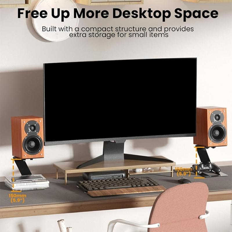 Desktop Speaker Stand with Vibration Absorption Pads Bookshelf Speaker Stand Support 22lbs Studio Monitors Holder