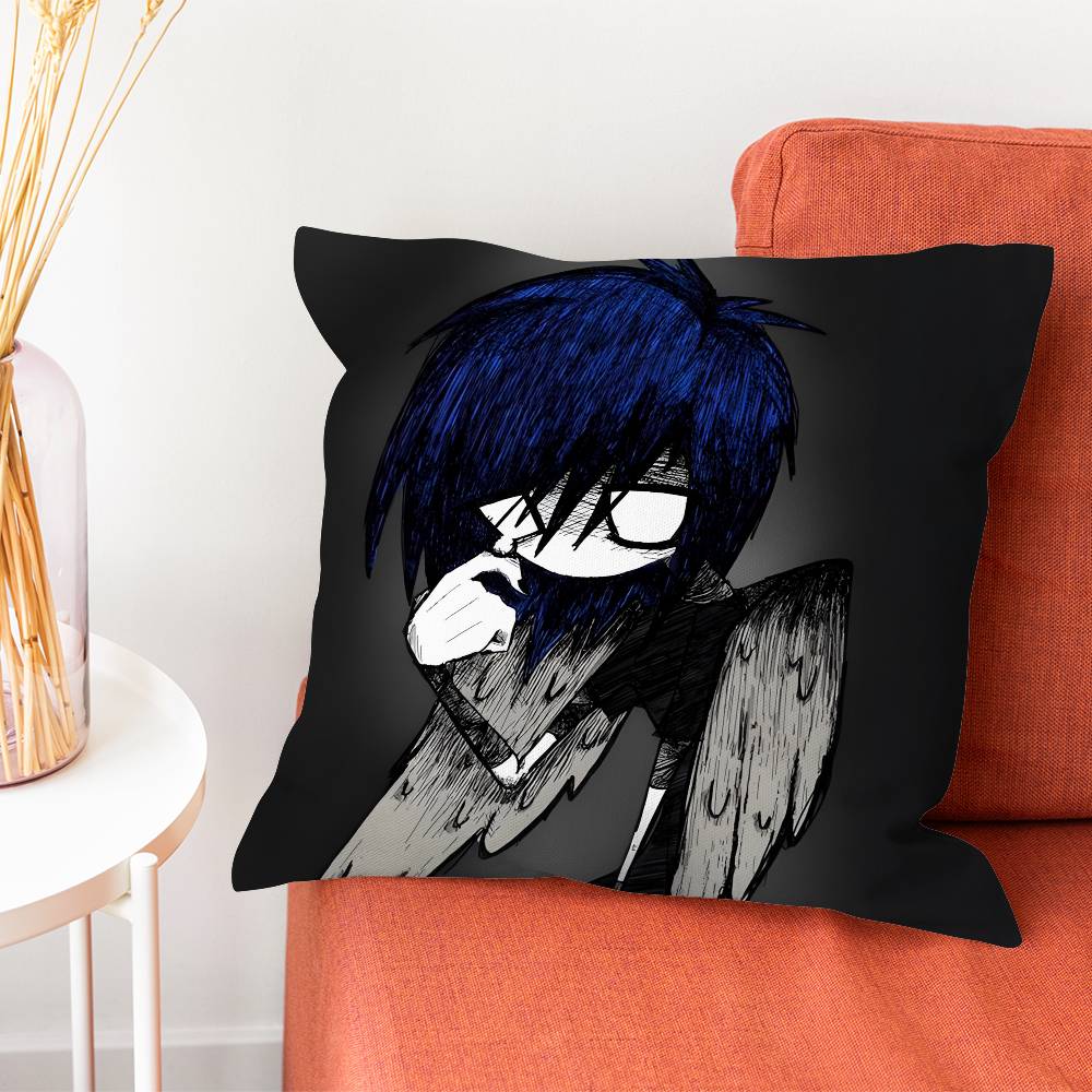 Emo Love Boys Black Pillow Case Silky Short Plush With Invisible Zipper Dustproof Sofa Cushion Cover For Home Decor