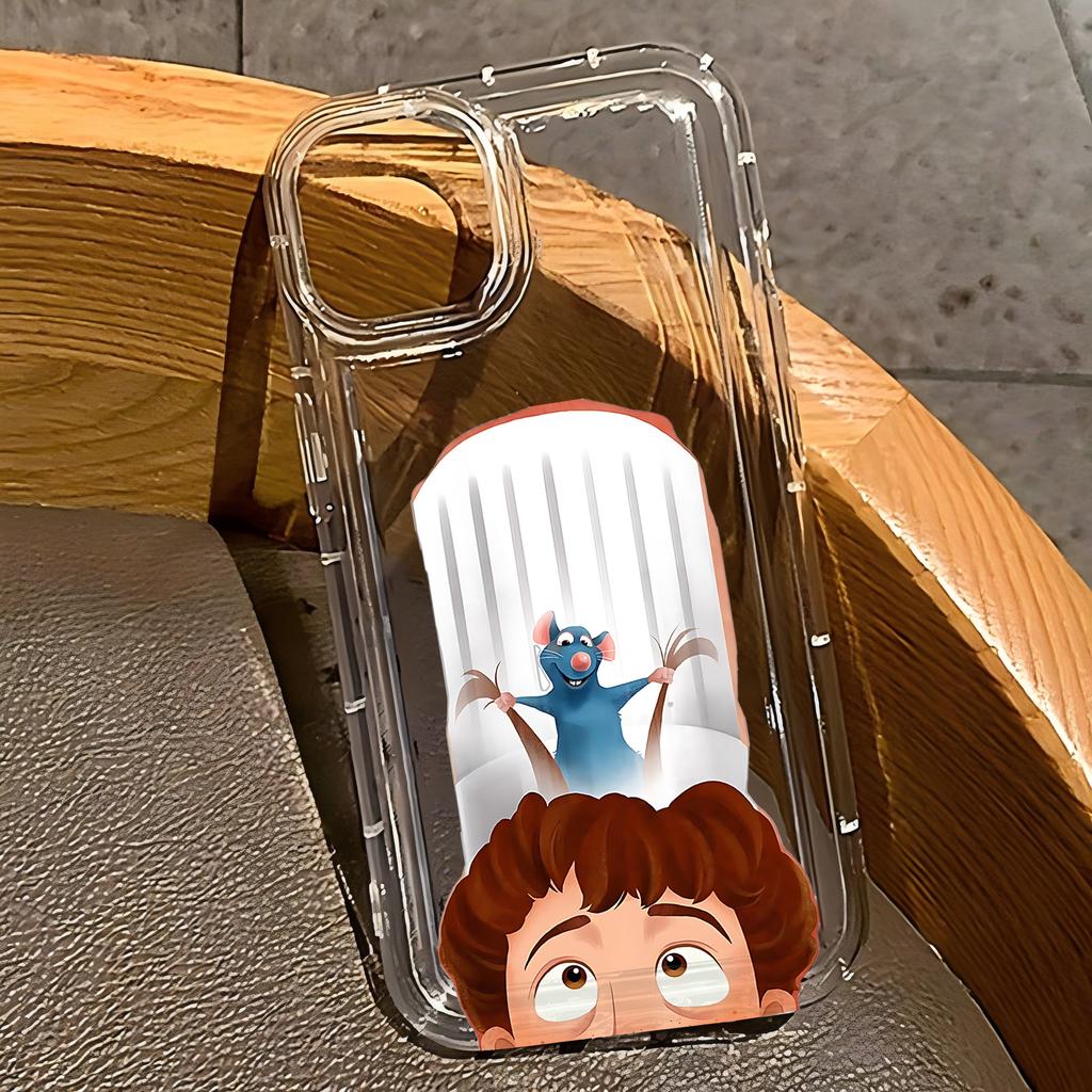 Phone Case for iPhone 17 16e 16 15 14 13 12 11 Pro Max 7 8 Plus X XR XSMax Airbag Anti Fall Clear Cover HOT Cartoon Ratatouilles