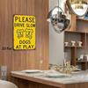 Rustic Metal Sign Please Slow Down Dog At Play Vintage Faux Iron Wall Decor 8x12 Inch for Home Garage Bar Cafe