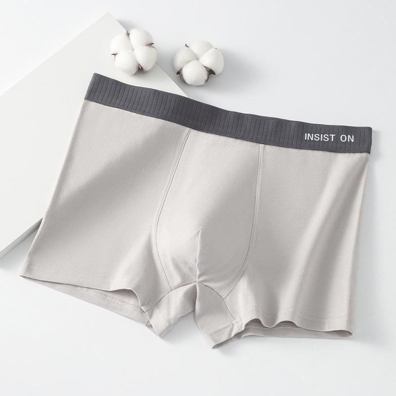 Mens Mid Waist Breathable Cotton Boxer Briefs Antibacterial Underwear