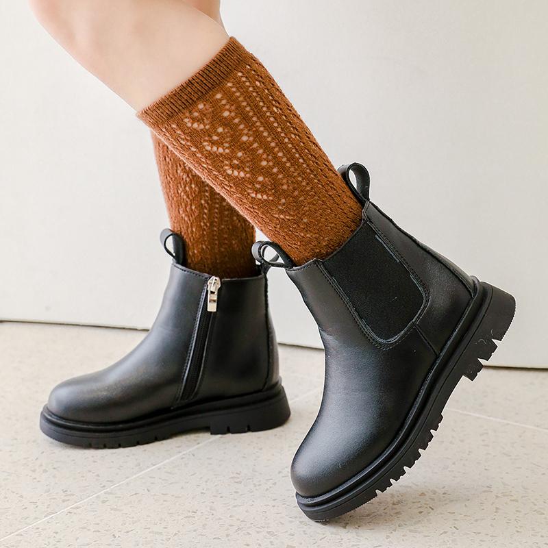 Autumn Winter Children Warm Short Boots Boys Handsome British Style Boots Girls Princess Boots Kids Warm Velvets Shoes