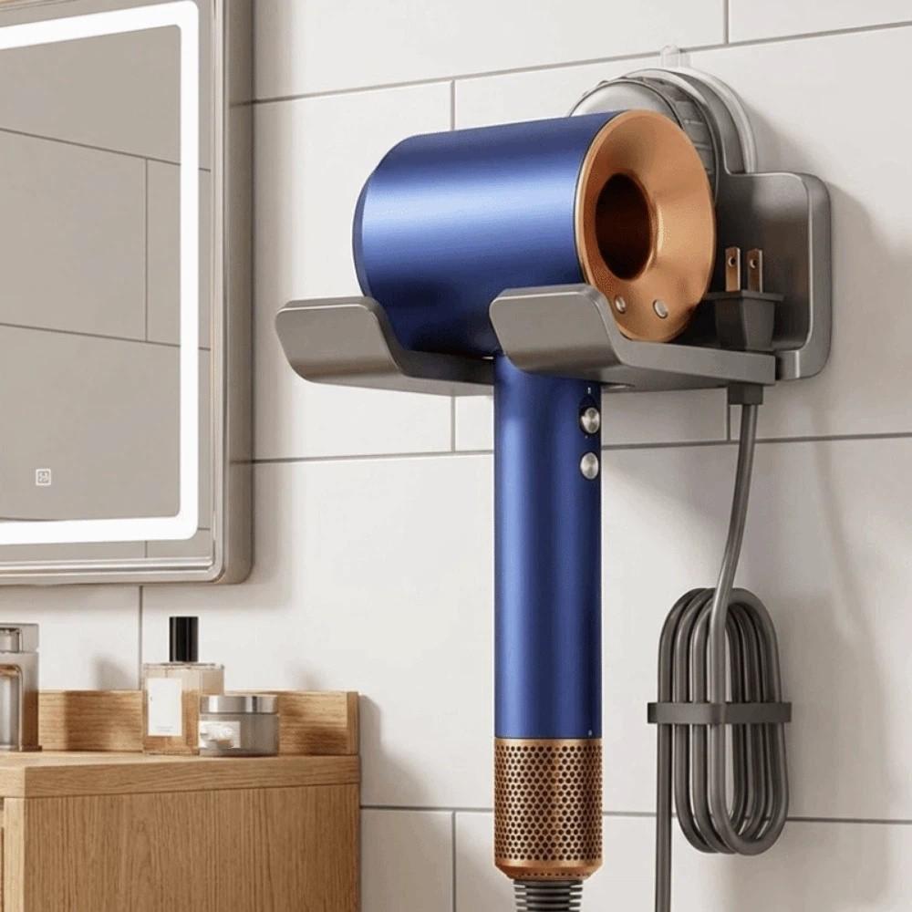 Space Aluminum Hair Dryer Storage Rack Punch Free Hair Blow Dryer Holder  Bathroom