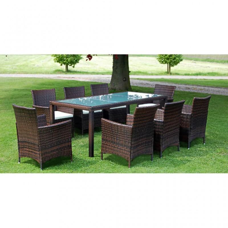Day and Night - Day and Night 9-piece Garden Dining Set and Brown Synthetic Rattan Cushions