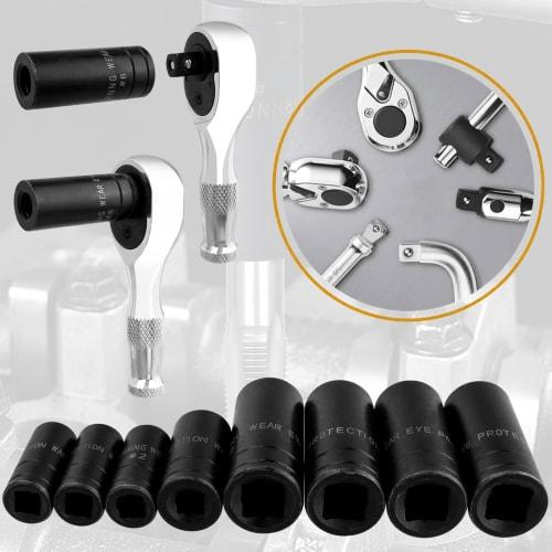 Bestgle 8-Piece Tap Socket Set, Tap Socket Conversion Adapter Set, 1/4" To 3/8" Drive External Tap Adapter for Automotive, Home Repairs, and Threading