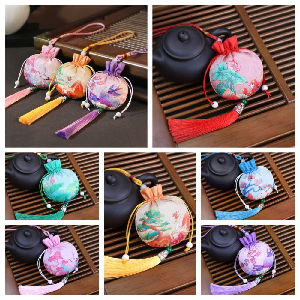 

Сумка с кисточками и цветком оленя на шнурке, Золотая рыбка, упаковочная сумка для ювелирных изделий, холщовая сумка с этническими цветами, вечерние